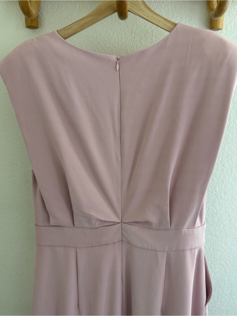 Fehaute pink sleeveless midi dress gold buttons slit shoulder pads pockets glam - Picture 6 of 9